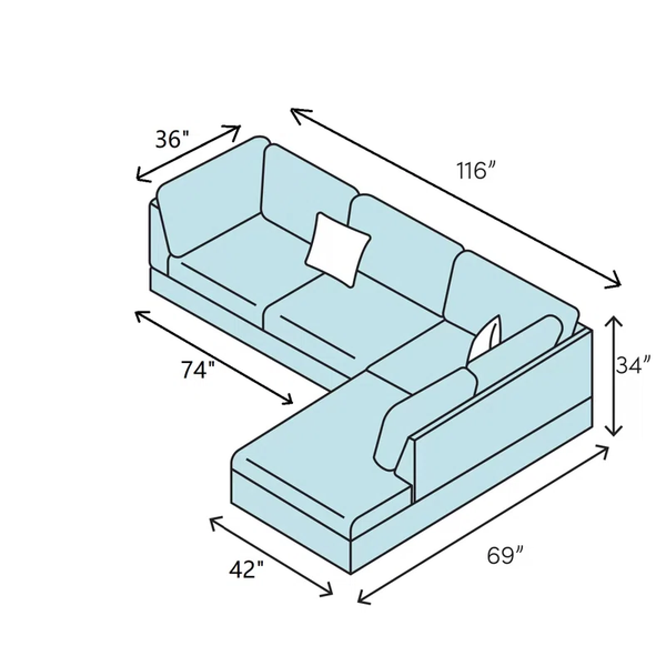 Faux Leather Sectional Ink Blue