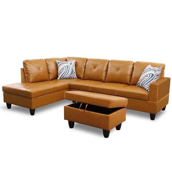 3 - Piece Vegan Leather Sectional