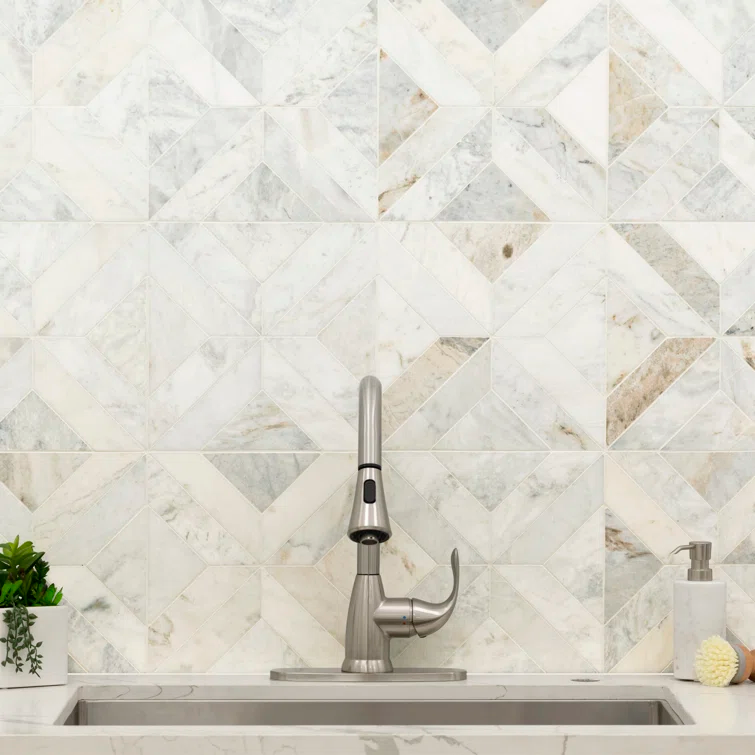 Honed Marble Mesh-Mounted Mosaic Tile (minor damage) (11 boxes)