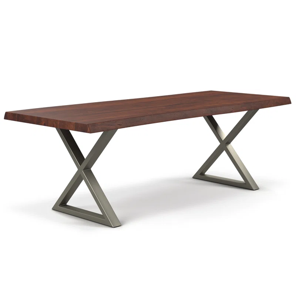 Solid Wood Top Metal Base Dining Table 92