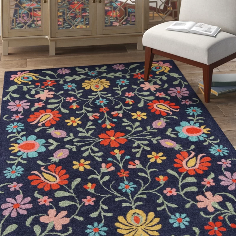 Hand Tufted Wool Floral Rug 9'x12'