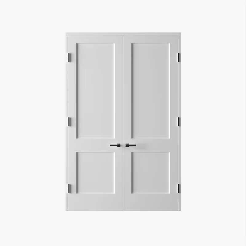 Solid Core French Door Double Panel Primed White with Hing