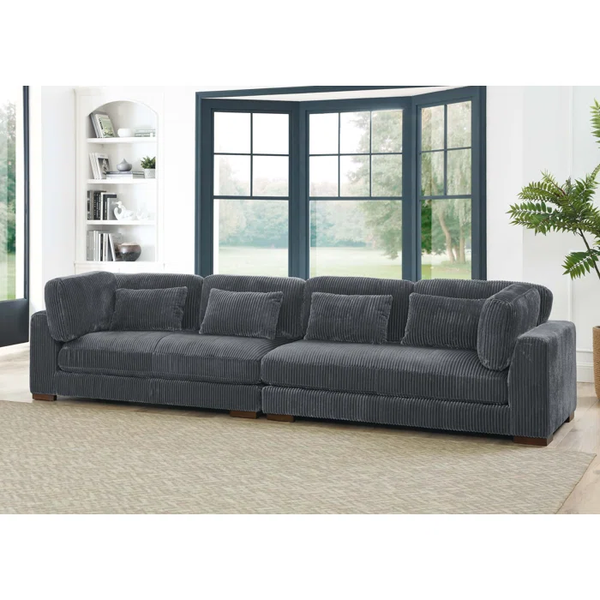 137'' Corduroy Sofa grey (minor damage)