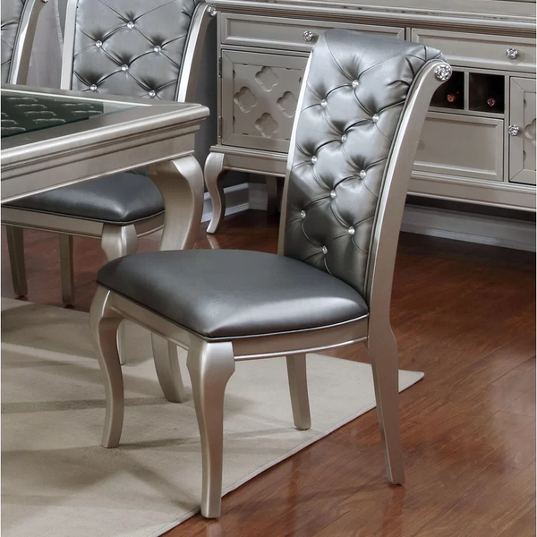 Tufted Faux Leather Upholstered Side Chair (Set of 2)