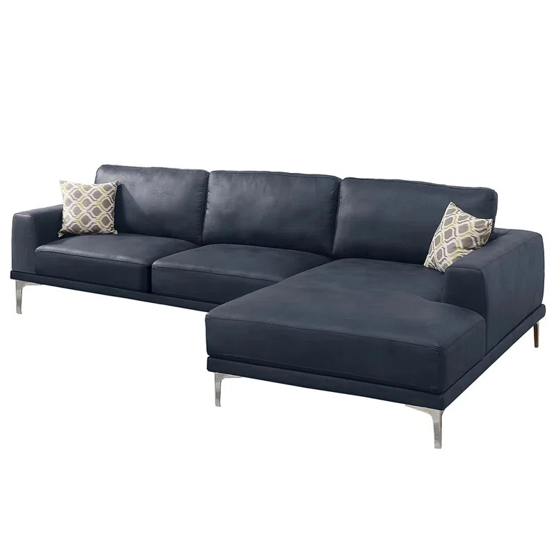 Faux Leather Sectional Ink Blue